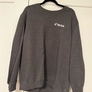 TikTok Official Logo Sweatshirt – Gray Crewneck Pullover XL